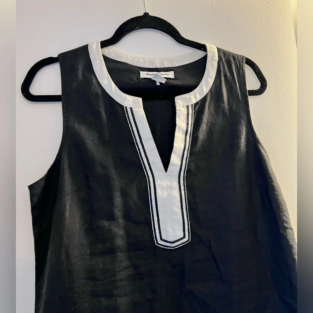 Tommy Bahama Two Palms Linen black and white dress
